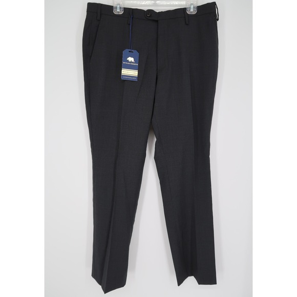 Onward Reserve Mens Wool Flat Front Dress Chino Pants Charcoal‎ Gray 36x32 New